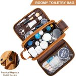 BAGSPRITE Toiletry Bag for Men, Travel Bag for Toiletries, Mens Toiletry Bag Shaving Dopp Kit Organizer, Large Water-resistant Travel Bathroom Bag for Traveling, Black/Brown - Image 2